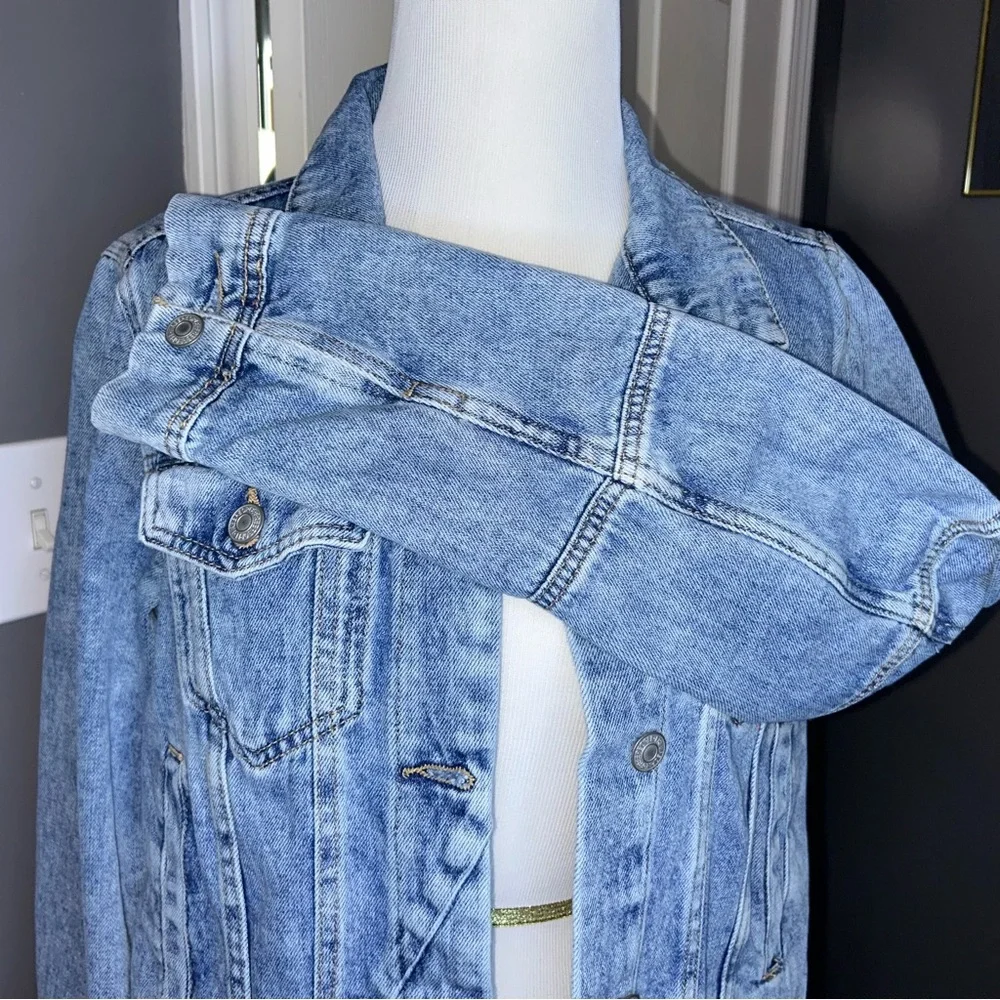 Free People Rumors Denim Light Wash Jacket Size Small - Picture 7 of 8